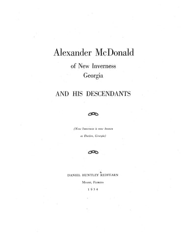 McDONALD: Alexander McDonald of New Inverness, Georgia 1954