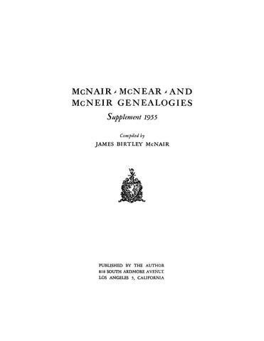 McNAIR - McNEAR - McNEIR GENEALOGY 1955