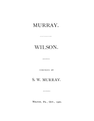 MURRAY: Murray - Wilson (Softcover)