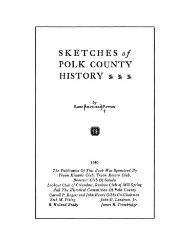 POLK, NC:  Sketches of Polk County, North Carolina, History (Softcover)