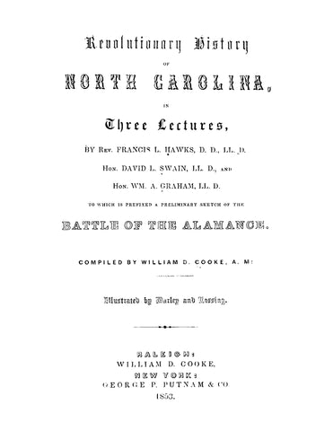 NC: Revolutionary History of North Carolina in Three Lectures