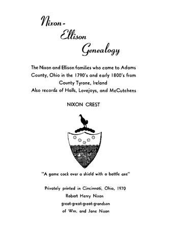 NIXON-ELLISON: Nixon-Ellison Genealogy