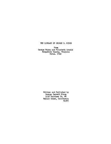 NIXON: The Lineage of George D. Nixon (Softcover)
