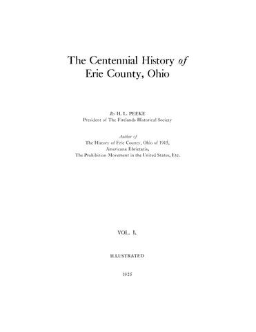 ERIE, OH: Centennial History of Erie County, Ohio, Illustrated
