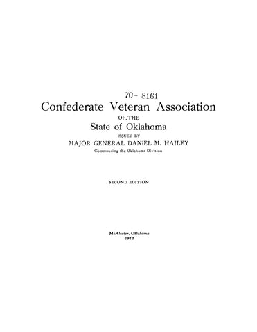 CONFEDERATE, OK: Confederate Veteran Association of the State of Oklahoma (Softcover)
