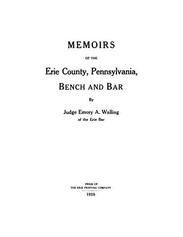 ERIE, PA: Memoirs of the Erie County, Pennsylvania Bench and Bar