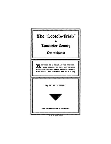 LANCASTER, PA: The Scotch-Irish in Lancaster County, Pennsylvania (Softcover)