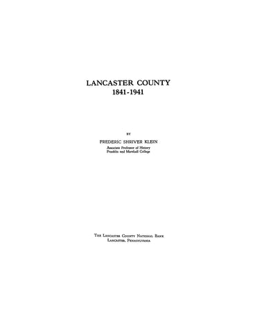 LANCASTER, PA: Lancaster County 1841-1941