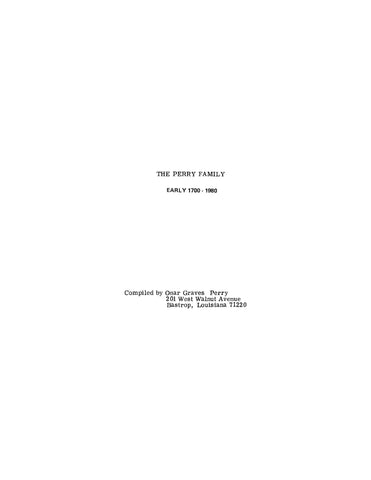 PERRY: The Perry Family, Early 1700-1980 (Softcover)