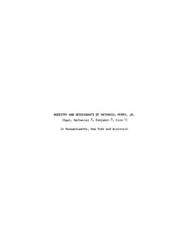 PERRY: Ancestry and Descendants of Nathaniel Perry Jr (Softcover)