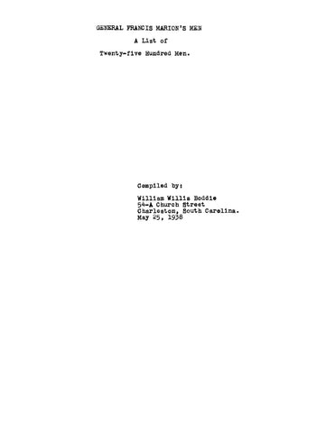 REVOLUTION: General Francis Marion's Men, a List of Twenty-Five Hundred Men (Softcover)