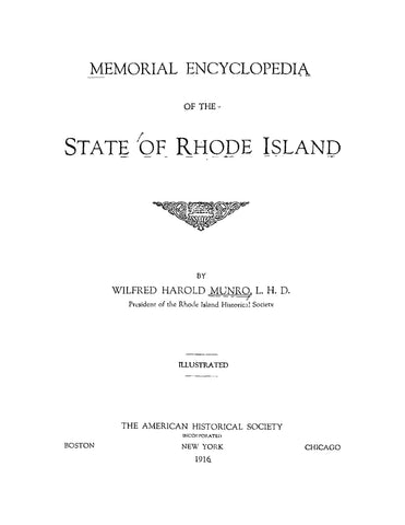RHODE ISLAND: Memorial Encyclopedia of the State of Rhode Island, Illustrated