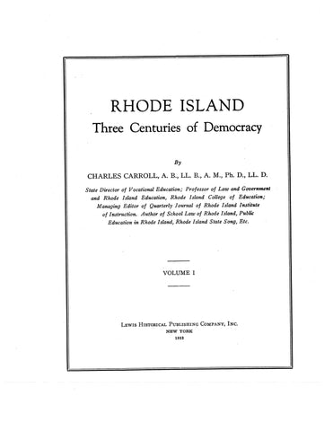 RHODE ISLAND: THREE CENTURIES OF DEMOCRACY (Hardcover)
