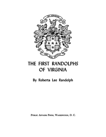 RANDOLPH: The First Randolphs of Virginia (Softcover)