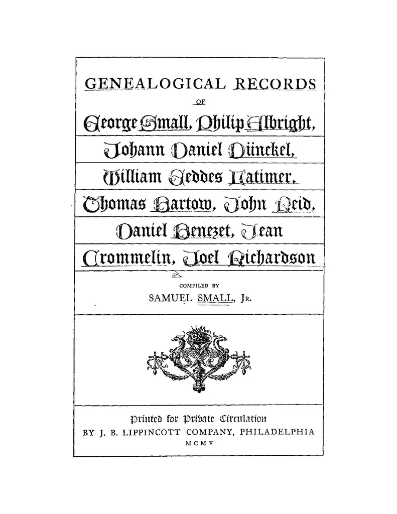 SMALL: Genealogical Records of George Small, Philip Albright, Johann D ...