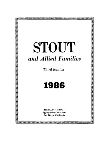 STOUT: Stout and Allied Families, Third Edition 1986 (Hardcover)