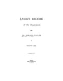 TAYLOR: Family Record of the Descendants of Dr Edward Taylor (Softcover)