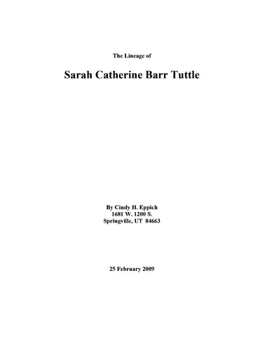 TUTTLE: The Lineage of Sarah Catherine Barr Tuttle (Softcover)