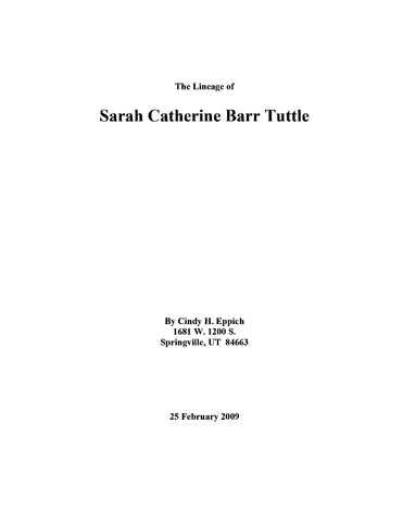 TUTTLE: The Lineage of Sarah Catherine Barr Tuttle (Softcover)