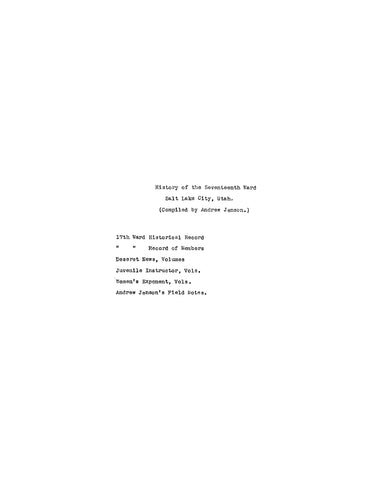 SALT LAKE CITY, UT: History of the Seventeenth Ward, Salt Lake City, Utah (Softcover)