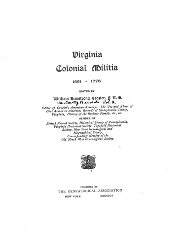 VIRGINIA COLONIAL MILITIA 1651-1776 (Softcover)