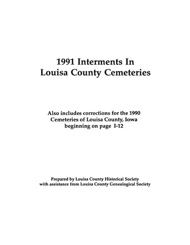 LOUISA, VA: 1991 Interments in Louisa County, Virginia Cemeteries (Softcover)