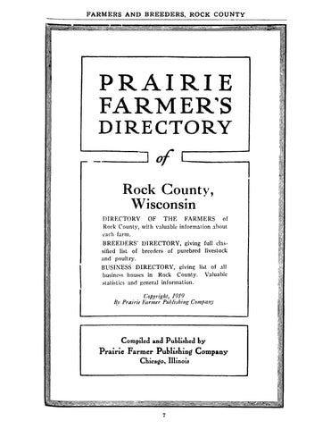 ROCK, WI: Prairie Farmer's Directory of Rock County, Wisconsin