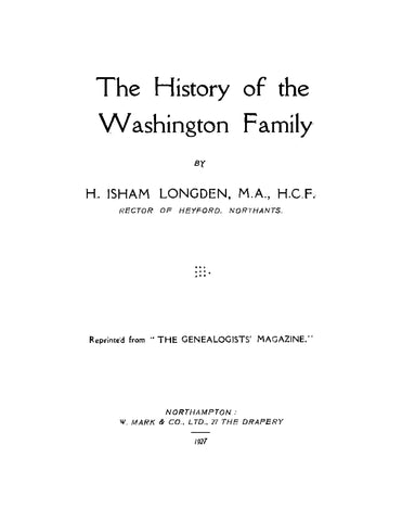 WASHINGTON: The History of the Washington Family (Softcover)