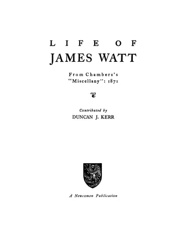WATT: Life of James Watt, from Chambers's "Miscellany": 1871 (Softcover)