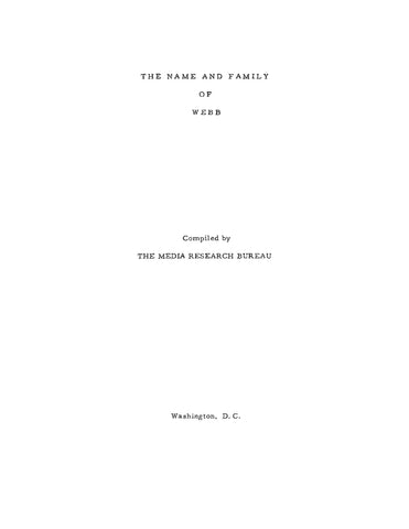 WEBB: The Name and Family of Webb (Softcover)