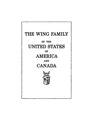 WING: The Wing Family of the United States of America and Canada 1982 (Softcover)