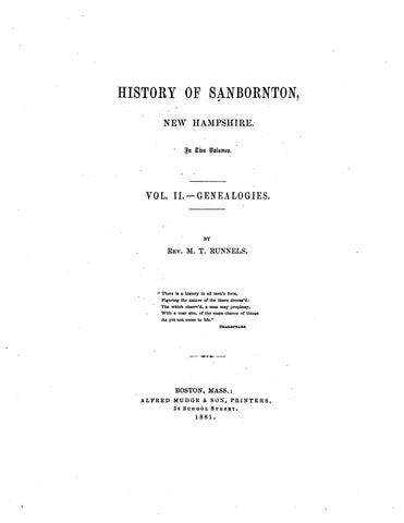 ABBOTT: The Abbott Families (Extracted from History of Sanbornton, New Hampshire) (Softcover)