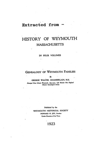AGER, Extracted from History of Weymouth, Massachusetts (Softcover)