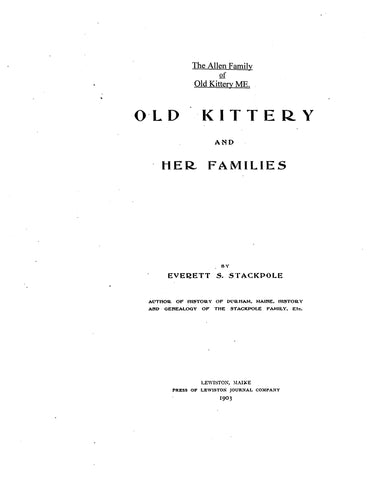ALLEN: The Allen Family of Old Kittery, Maine (Extracted from Old Kittery and her Families) (Softcover)