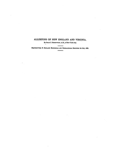 ALLERTON: Allertons of New England and Virginia (Softcover)