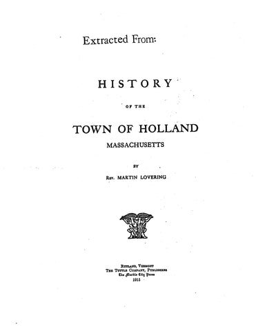 ANDERSON: Extracted from History of the Town of Holland, Massachusetts (Softcover)