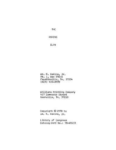 ASKINS: The Askins Clan (Softcover) 1978