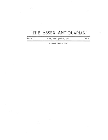 BABSON: Extracted from Essex Antiquarian (Softcover)