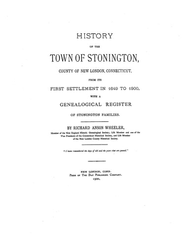 BALDWIN: Baldwin Genealogy (Extracted from History of Stonington, Connecticut) (Softcover)