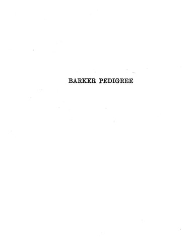 BARKER: Barker Pedigree (Softcover)