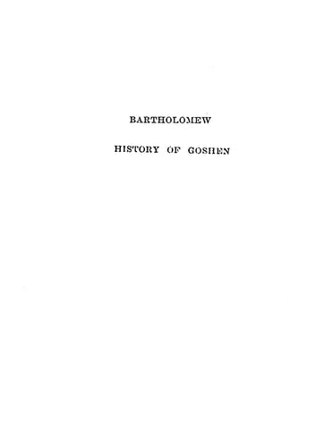 BARTHOLOMEW: Extracted from History of Goshen, Connecticut (Softcover)