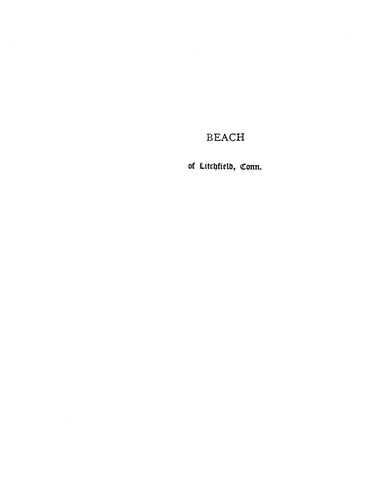 BEACH: (Extracted from Genealogical Register of the Town of Litchfield, Connecticut) (Softcover)