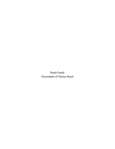 BEACH: Beach Family: Descendants of Thomas Beach (Softcover)