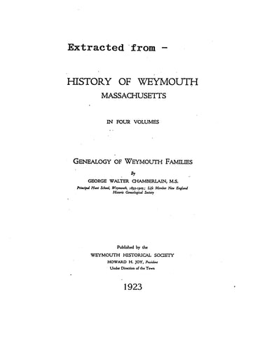 BEAL: Extracted from History of Weymouth, Massachusetts (Softcover)