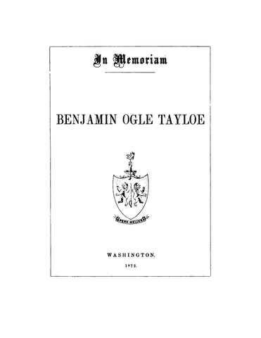 TAYLOE: In Memoriam: Benjamin Ogle Tayloe