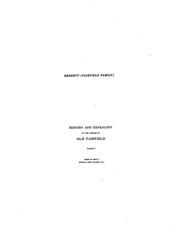BENNETT: Extracted from History and Genealogy of the Families of Old Fairfield, Connecticut (Softcover)