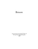 BENSON: Extracted from Genealogical Notes of New York and New England Families 1883 (Softcover)