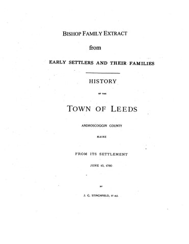 BISHOP: Extracted from Settlers of the Town of Leeds (Softcover)