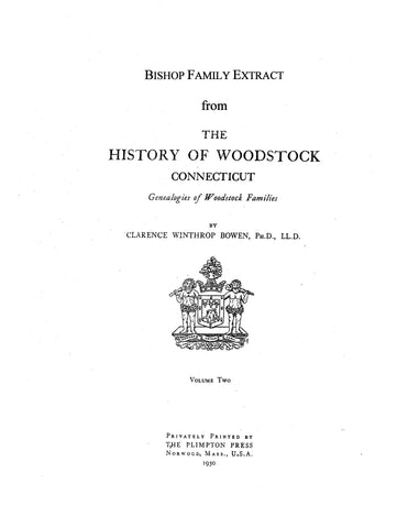 BISHOP: Extracted from History of Woodstock, Connecticut (Softcover)