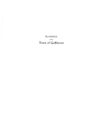 BLAISDELL: Extracted from History of the Town of Goffstown, New Hampshire (Softcover)